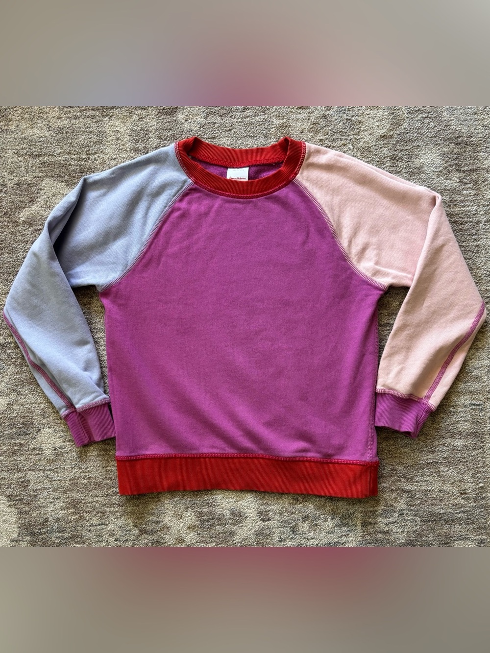 Girls' Colorblock Sweatshirt - Pink & Red